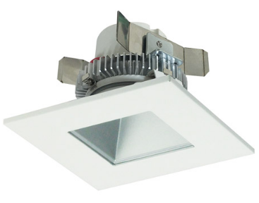 Nora Lighting NLCBC2-45640HZW/10LE4 4" Cobalt Click LED Retrofit, Square Reflector, 1000lm / 12W, 4000K Color Temperature, Haze Reflector / White Flange Finish, 120V-277V input Triac / ELV / 0-10V dimming