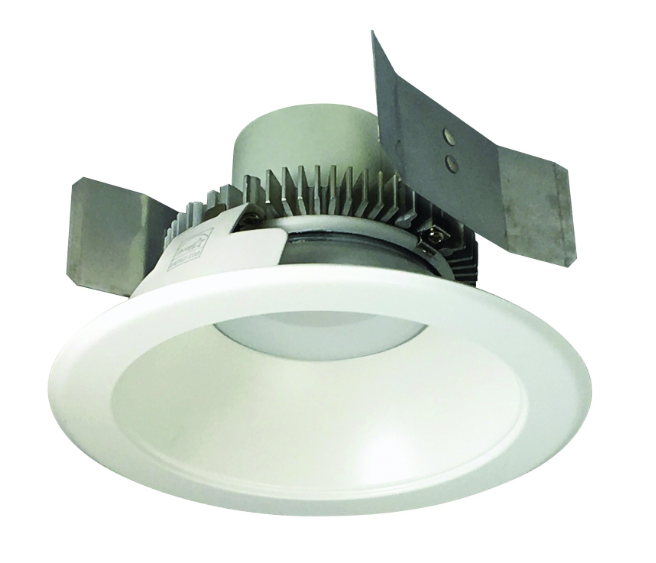 Nora Lighting NLCBC2-55127WW/10LE4EM 5" Cobalt Click LED Retrofit, Round Reflector, 1000lm / 12W, 2700K, 120V-277V input; Triac / ELV / 0-10V dimming, Pre-Wired for Emergency, White Reflector / White Flange