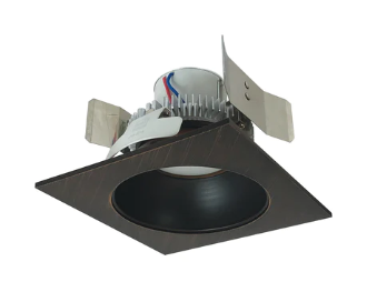 Nora Lighting NLCBC2-55327BZBZ/10 5" Cobalt Click LED Retrofit, Square Reflector with Round Aperture, 1000lm / 12W, 2700K, Bronze Reflector / Bronze Flange