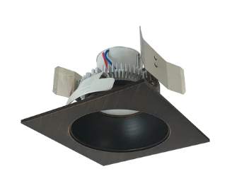 Nora Lighting NLCBC2-55327BZBZ/ALE4 5" Cobalt Click LED Retrofit, Square Reflector with Round Aperture, 750lm / 10W, 2700K, 120V-277V input; Triac / ELV / 0-10V dimming, Bronze Reflector / Bronze Flange