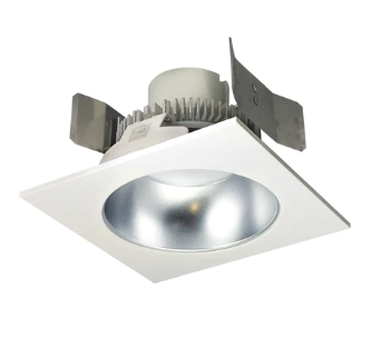 Nora Lighting NLCBC2-55327DW/10LE4 5" Cobalt Click LED Retrofit, Square Reflector with Round Aperture, 1000lm / 12W, 2700K, 120V-277V input; Triac / ELV / 0-10V dimming, Diffused Clear Reflector / White Flange