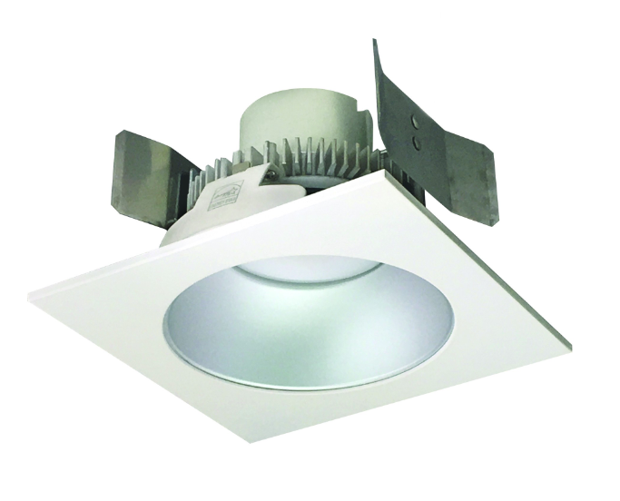 Nora Lighting NLCBC2-55327HZW/ALE4 5" Cobalt Click LED Retrofit, Square Reflector with Round Aperture, 750lm / 10W, 2700K, 120V-277V input; Triac / ELV / 0-10V dimming, Haze Reflector / White Flange