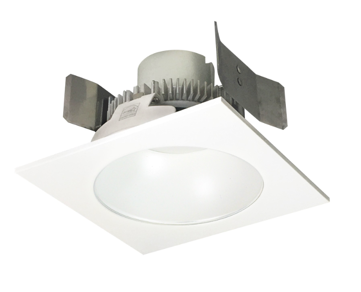 Nora Lighting NLCBC2-55327MPW/10 5" Cobalt Click LED Retrofit, Square Reflector with Round Aperture, 1000lm / 12W, 2700K, Matte Powder White Reflector / Matte Powder White Flange