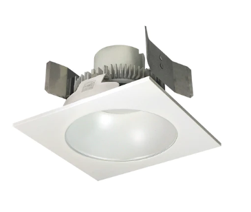 Nora Lighting NLCBC2-55327WW/10LE4 5" Cobalt Click LED Retrofit, Square Reflector with Round Aperture, 1000lm / 12W, 2700K, 120V-277V input; Triac / ELV / 0-10V dimming, White Reflector / White Flange
