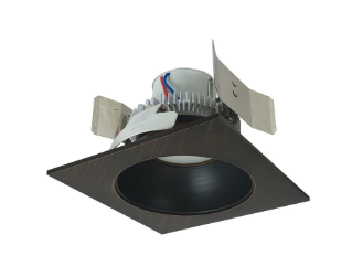 Nora Lighting NLCBC2-55330BZBZ/ALE4 5" Cobalt Click LED Retrofit, Square Reflector with Round Aperture, 750lm / 10W, 3000K, 120V-277V input; Triac / ELV / 0-10V dimming, Bronze Reflector / Bronze Flange