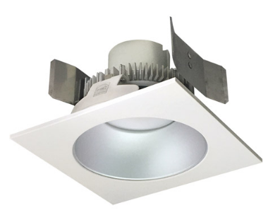 Nora Lighting NLCBC2-55340HZW/A 5" Cobalt Click LED Retrofit, Square Reflector with Round Aperture, 750lm / 10W, 4000K Color Temperature, Haze Reflector / White Flange Finish
