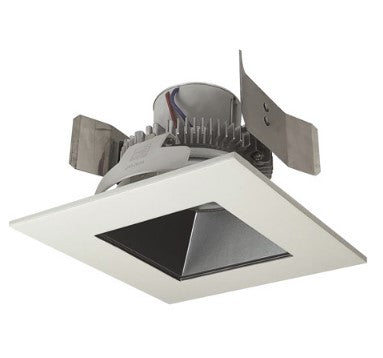 Nora Lighting NLCBC2-55627PW/ALE4 4 Inch Cobalt Click LED Retrofit, Square Reflector, 750lm / 10W, 2700K, Pewter Reflector / White Flange, 120V-277V input; Triac / ELV / 0-10V dimming