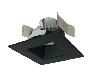 Nora Lighting NLCBC2-55635BB/ALE4 4" Cobalt Click LED Retrofit, Square Reflector, 750lm / 10W, 3500K, Black Reflector / Black Flange, 120V-277V input; Triac / ELV / 0-10V dimming