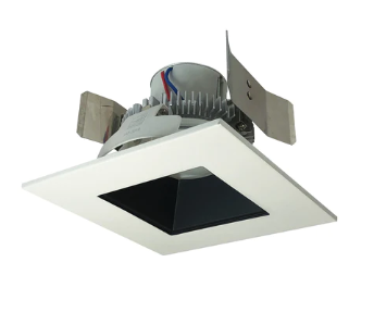 Nora Lighting NLCBC2-55635BW/10LE4 4" Cobalt Click LED Retrofit, Square Reflector, 1000lm / 12W, 3500K, Black Reflector / White Flange, 120V-277V input; Triac / ELV / 0-10V dimming