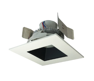 Nora Lighting NLCBC2-55635BW/ALE4 4" Cobalt Click LED Retrofit, Square Reflector, 750lm / 10W, 3500K, Black Reflector / White Flange, 120V-277V input; Triac / ELV / 0-10V dimming