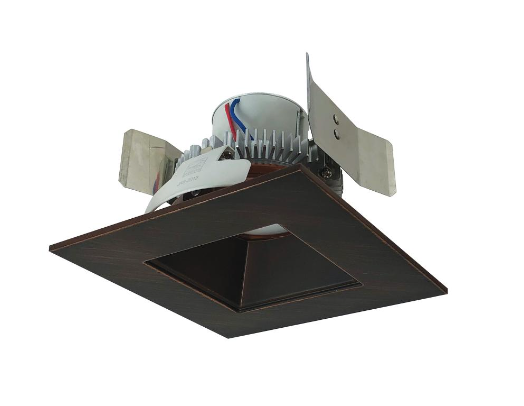 Nora Lighting NLCBC2-55635BZBZ/ALE4 4" Cobalt Click LED Retrofit, Square Reflector, 750lm / 10W, 3500K, 120V-277V input; Triac / ELV / 0-10V dimming, Bronze Reflector / Bronze Flange