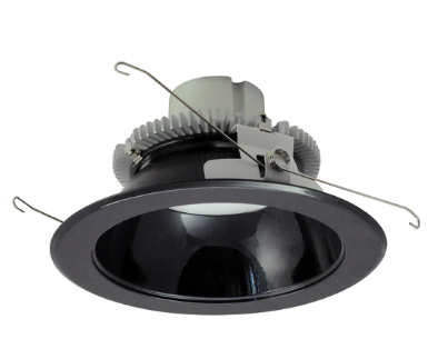 Nora Lighting NLCBC2-65130BB/10EM 6" Cobalt Click LED Retrofit, Round Reflector, 1000lm / 12W, 3000K, Pre-Wired for Emergency, Black Reflector / Black Flange