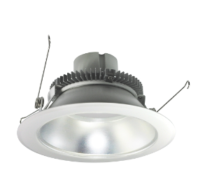 Nora Lighting NLCBC2-65130DW/ALE4EM 6" Cobalt Click LED Retrofit, Round Reflector, 750lm / 10W, 3000K, 120V-277V input; Triac / ELV / 0-10V dimming, Pre-Wired for Emergency, Diffused Clear Reflector / White Flange