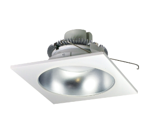 Nora Lighting NLCBC2-65327DW/10LE4 6" Cobalt Click LED Retrofit, Square Reflector with Round Aperture, 1000lm / 12W, 2700K, 120V-277V input; Triac / ELV / 0-10V dimming, Diffused Clear Reflector / White Flange