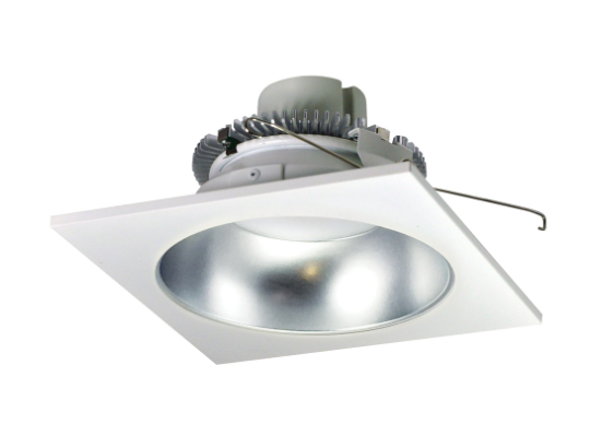 Nora Lighting NLCBC2-65327DW/ALE4 6" Cobalt Click LED Retrofit, Square Reflector with Round Aperture, 750lm / 10W, 2700K, 120V-277V input; Triac / ELV / 0-10V dimming, Diffused Clear Reflector / White Flange