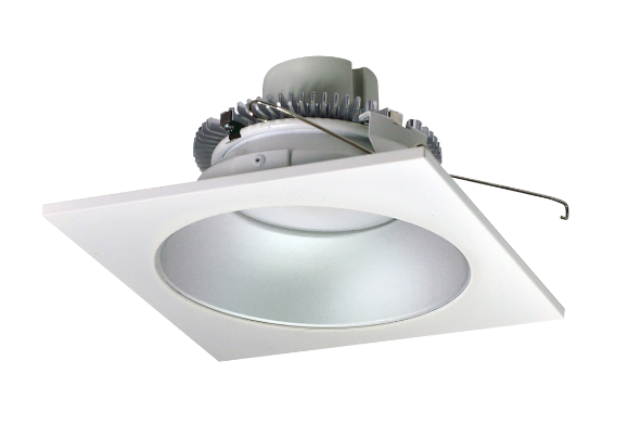Nora Lighting NLCBC2-65327HZW/ALE4 6" Cobalt Click LED Retrofit, Square Reflector with Round Aperture, 750lm / 10W, 2700K, 120V-277V input; Triac / ELV / 0-10V dimming, Haze Reflector / White Flange