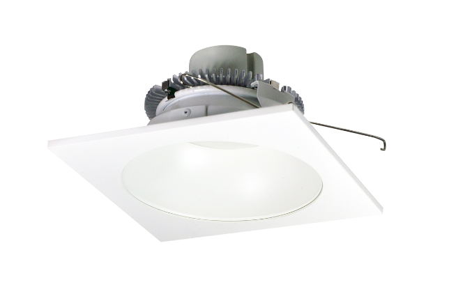 Nora Lighting NLCBC2-65327MPW/ALE4 6" Cobalt Click LED Retrofit, Square Reflector with Round Aperture, 750lm / 10W, 2700K, 120V-277V input; Triac / ELV / 0-10V dimming, Matte Powder White Reflector / Matte Powder White Flange
