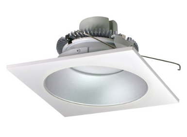 Nora Lighting NLCBC2-65335HZW/A 6" Cobalt Click LED Retrofit, Square Reflector with Round Aperture, 750lm / 10W, 3500K Color Temperature, Haze Reflector / White Flange Finish