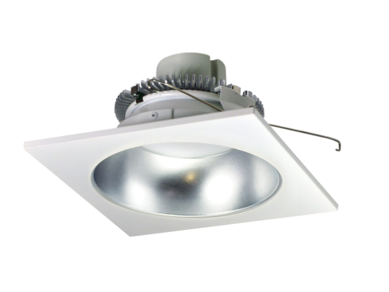 Nora Lighting NLCBC2-65340DW/10LE4 6" Cobalt Click LED Retrofit, Square Reflector with Round Aperture, 1000lm / 12W, 4000K, 120V-277V input; Triac / ELV / 0-10V dimming, Diffused Clear Reflector / White Flange