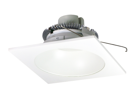 Nora Lighting NLCBC2-65340MPW/10LE4 6" Cobalt Click LED Retrofit, Square Reflector with Round Aperture, 1000lm / 12W, 4000K, 120V-277V input; Triac / ELV / 0-10V dimming, Matte Powder White Reflector / Matte Powder White Flange