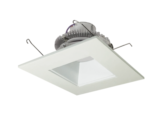 Nora Lighting NLCBC2-65630WW/10LE4 6" Cobalt Click LED Retrofit, Square Reflector, 1000lm / 12W, 3000K, White Reflector / White Flange, 120V-277V input; Triac / ELV / 0-10V dimming