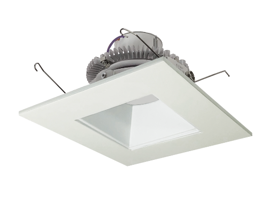 Nora Lighting NLCBC2-65630WW/A 6" Cobalt Click LED Retrofit, Square Reflector, 750lm / 10W, 3000K, White Reflector / White Flange