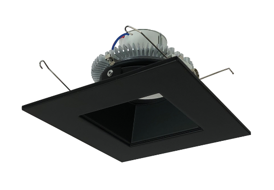Nora Lighting NLCBC2-65635BB/ALE4 6" Cobalt Click LED Retrofit, Square Reflector, 750lm / 10W, 3500K, 120V-277V input; Triac / ELV / 0-10V dimming, Black Reflector / Black Flange