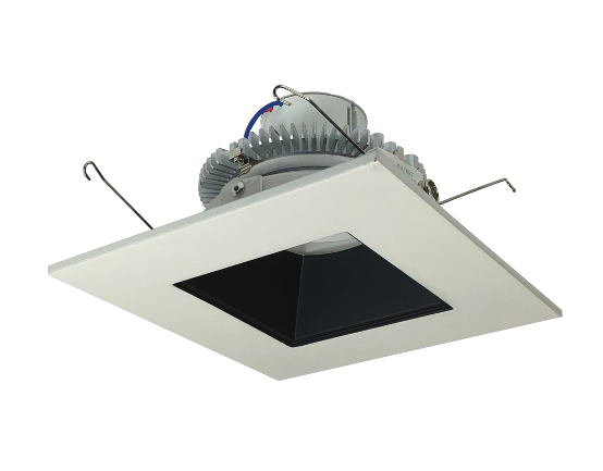 Nora Lighting NLCBC2-65635BW/10 6" Cobalt Click LED Retrofit, Square Reflector, 1000lm / 12W, 3500K, Black Reflector / White Flange