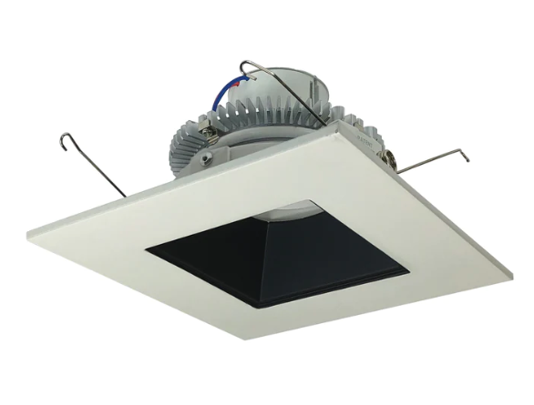 Nora Lighting NLCBC2-65635BW/A 6" Cobalt Click LED Retrofit, Square Reflector, 750lm / 10W, 3500K, Black Reflector / White Flange