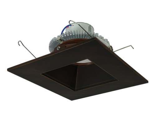Nora Lighting NLCBC2-65635BZBZ/ALE4 6" Cobalt Click LED Retrofit, Square Reflector, 750lm / 10W, 3500K, 120V-277V input; Triac / ELV / 0-10V dimming, Bronze Reflector / Bronze Flange