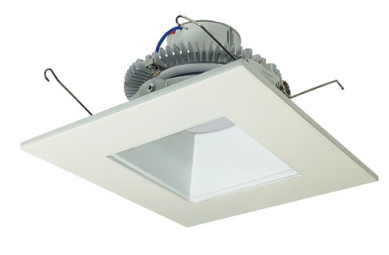 Nora Lighting NLCBC2-65635MPW/A 6" Cobalt Click LED Retrofit, Square Reflector, 750lm / 10W, 3500K Color Temperature, Matte Powder White Reflector / Flange Finish