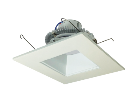 Nora Lighting NLCBC2-65640MPW/A 6" Cobalt Click LED Retrofit, Square Reflector, 750lm / 10W, 4000K, Matte Powder White Reflector / Matte Powder White Flange