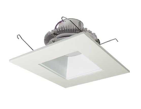 Nora Lighting NLCBC2-65640WW/ALE4 6" Cobalt Click LED Retrofit, Square Reflector, 750lm / 10W, 4000K, 120V-277V input; Triac / ELV / 0-10V dimming, White Reflector / White Flange