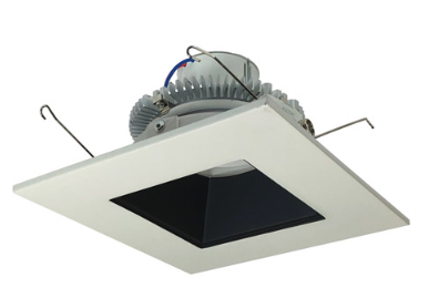 Nora Lighting NLCBC2-656CDBW/A 6" Cobalt Click LED Retrofit, Square Reflector, 750lm / 10W, Comfort Dim, Black Reflector / White Flange