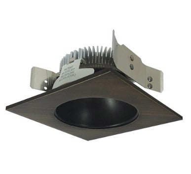Nora Lighting NLCBS-4531227BZ 4 Inch Cobalt Shallow High Lumen LED Trim, Square/Round Reflector, 1200lm, 2700K, Bronze