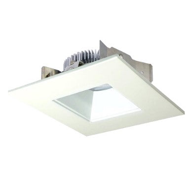 Nora Lighting NLCBS-4561227MPW 4 Inch Cobalt Shallow High Lumen LED Trim, Square/Square Regress, 1200lm, 2700K, Matte Powder White