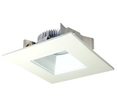 Nora Lighting NLCBS-4561230MPW 4 Inch Cobalt Shallow High Lumen LED Trim, Square/Square Regress, 1200lm, 3000K, Matte Powder White