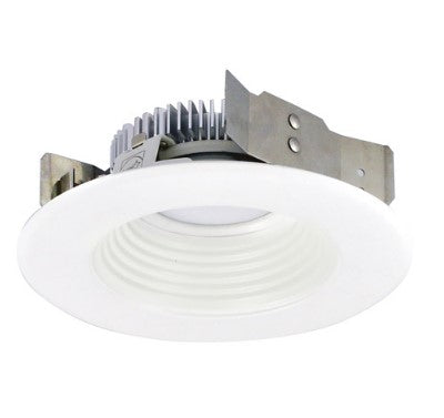 Nora Lighting NLCBS-4W528530MPW 4 Inch Cobalt Shallow High Lumen LED Trim, Round Baffle, 850lm, Color Temperature : 3000K, Matte Powder White Finish