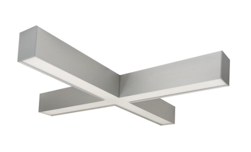 Nora Lighting NLUD-X334A "X" Shaped L-Line LED Indirect/Direct Luminaire, Selectable CCT, 6028lm, Aluminum Finish