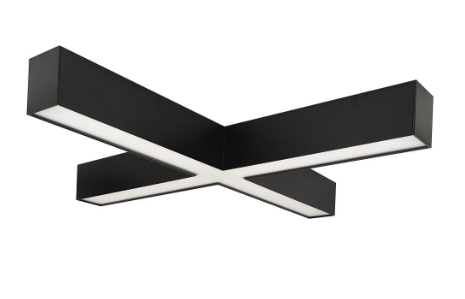 Nora Lighting NLUD-X334B "X" Shaped L-Line LED Indirect/Direct Luminaire, Selectable CCT, 6028lm, Black Finish