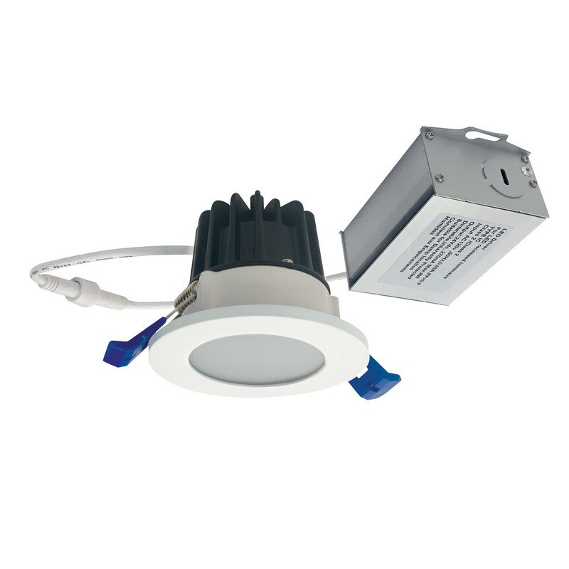 Nora Lighting NM2-2RDCS6027MPW 6W 2 inch M2 LED Mini Recessed Downlight Round Lensed Shower Trim 600lm 2700K 120V Matte Powder White Finish