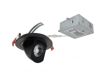Nora Lighting NM4-R47030BB 4" M4 Round LED Recessed Adjustable Elbow, 950lm / 12W, 3000K Color Temperature, Matte Black Finish