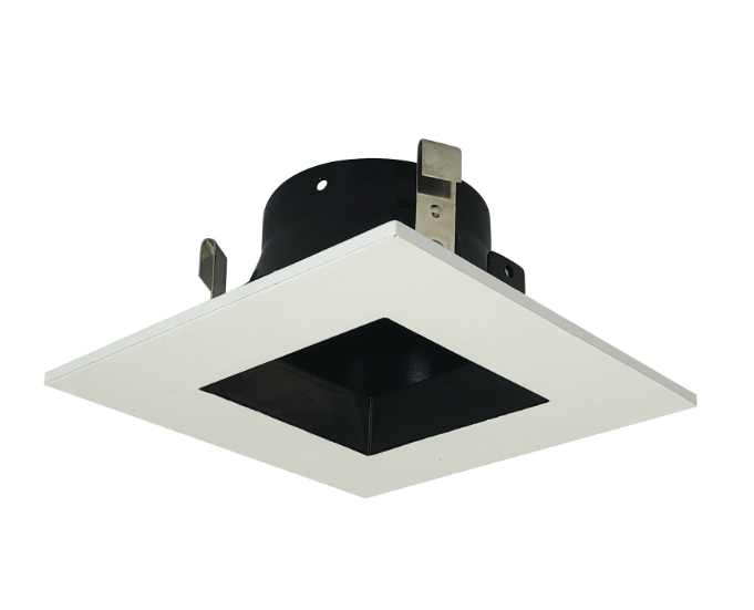 Nora Lighting NS-4857BBW 4" Square Trim Regressed Reflector, Black/White Finish