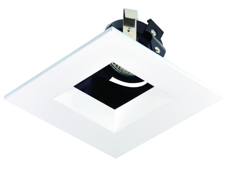 Nora Lighting NS-4857BWW 4" Square Trim Regressed Black Reflector, White Finish
