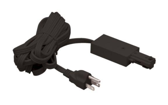 Nora Lighting NT-321B One-Circuit Track System Live End Feed w/ Cord and Plug Black Finish