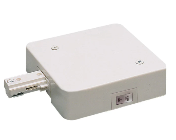 Nora Lighting NT-348W/12A T-Bar Live End Feed w/ Current Limiter One Circuit Track, Ampere 12A, White finish