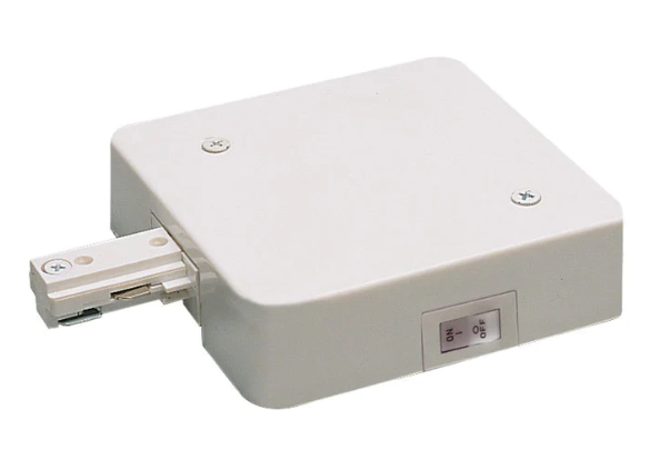 Nora Lighting NT-348W/2.5A T-Bar Live End Feed w/ Current Limiter One Circuit Track, Ampere 2.5A, White finish