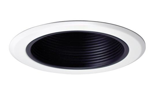 Nora Lighting NT-5010B 5" Stepped Baffle w/ Metal Ring & Bracket, Black/White Finish