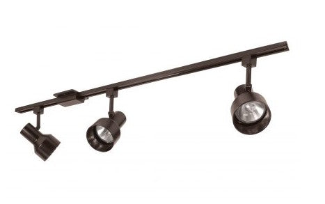Nora Lighting NTL-150BZ 4-foot Track Pack with (3) Step Cylinder PAR30 Track Heads, Bronze Finish