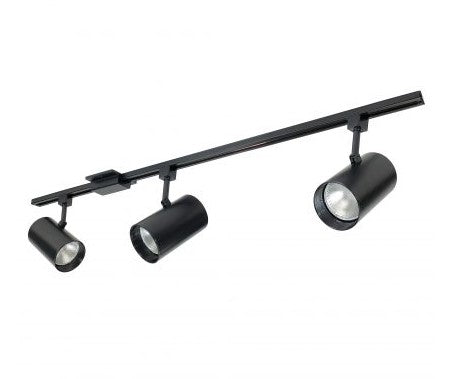 Nora Lighting NTL-151B 4-foot Track Pack with (3) Flat Back Cylinder PAR30 Track Heads, Black Finish